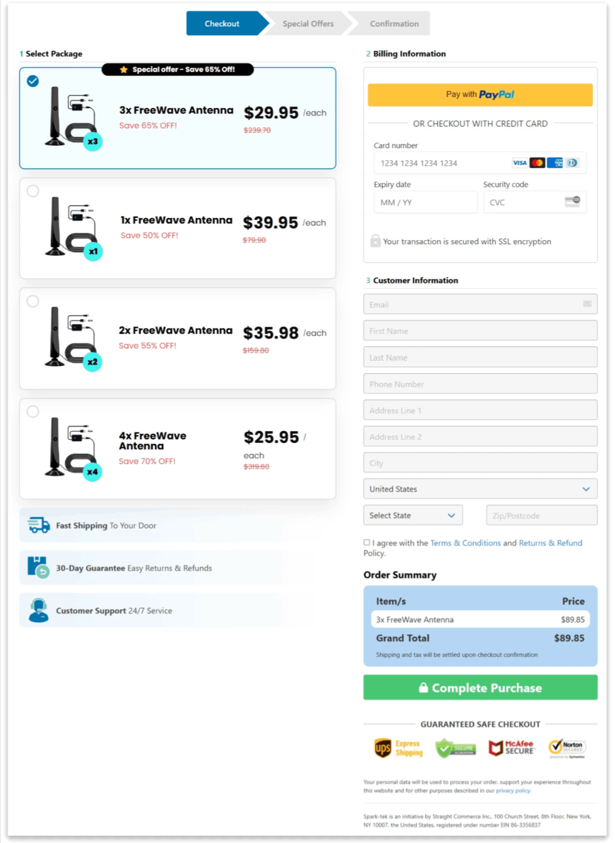 FreeWave Antenna checkout page